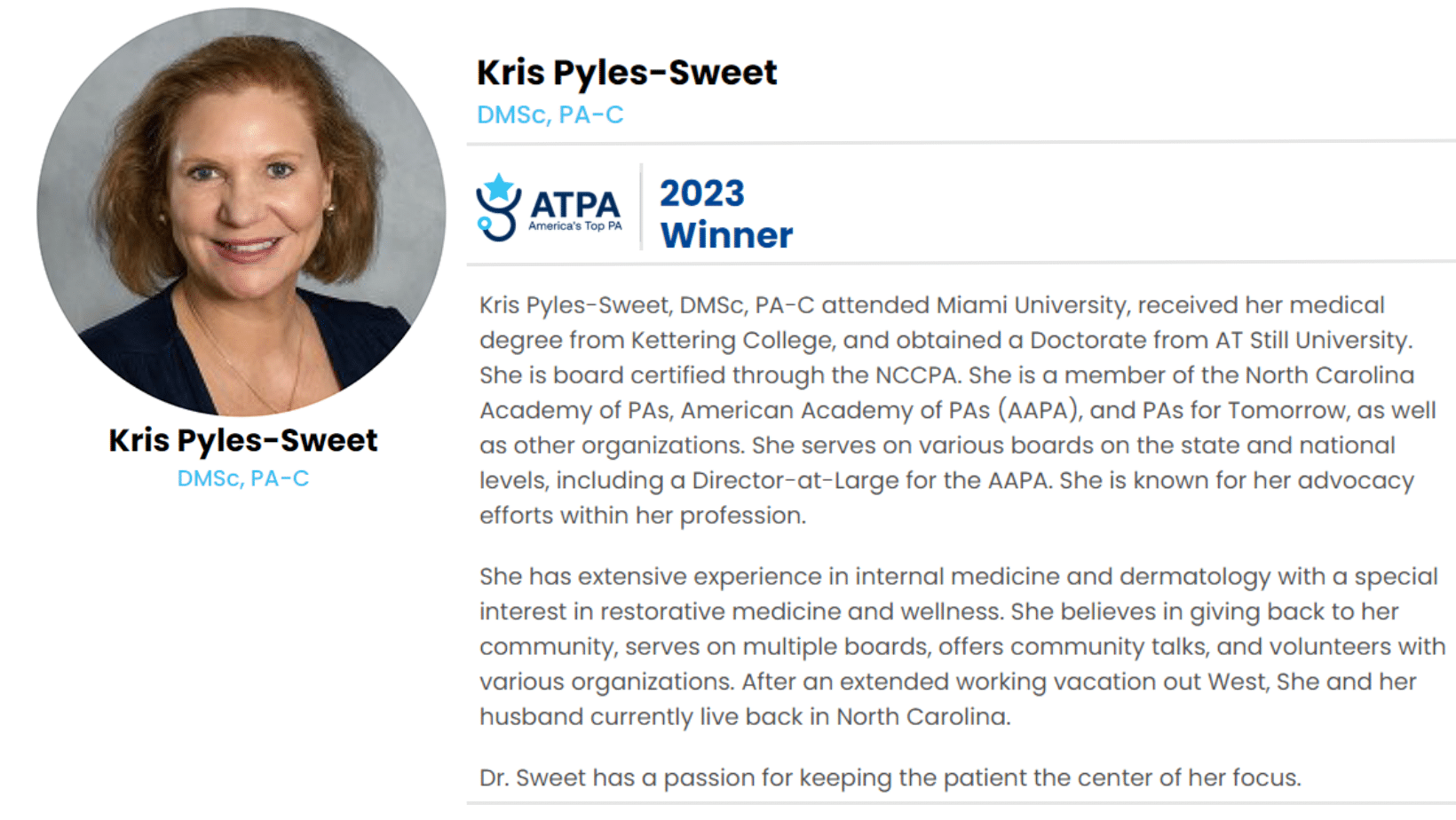 Kris Pyles Sweet DMSc PA C C